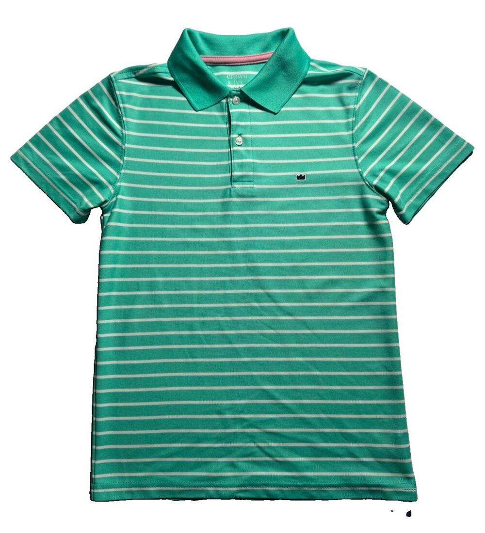 Crown & Ivy Boys Polo Shirt Size Small Red, Blue & white Striped Short Sleeve